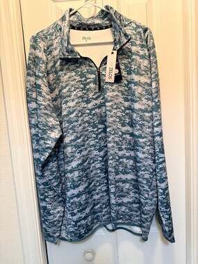 Zelos Mens Quarter-Zip Pullover Camo Print Long Sleeve Performance Top